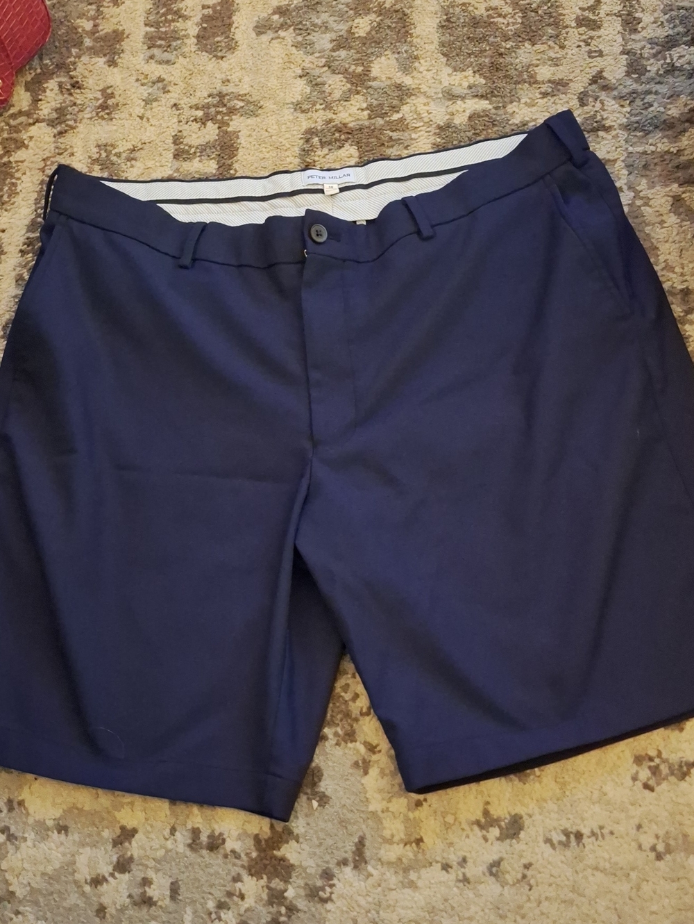 Peter Millar Navy Flat-Front Performance Shorts